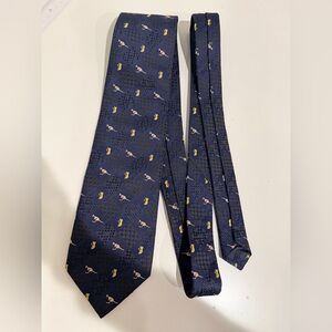 Navy Blue Kangaroo Patterned Print Men's Tie